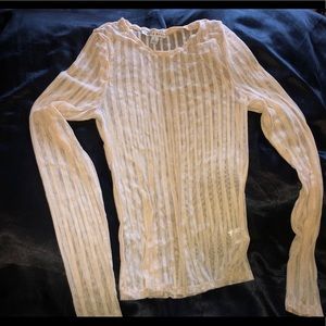 Nude mesh long sleeve top